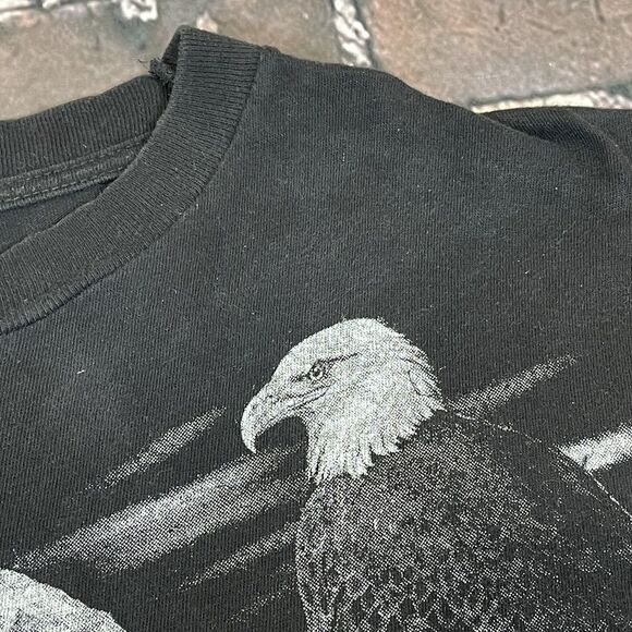 Vintage 90s Wolf Bear Deer Eagle Nature T-Shirt Men’s Large AOP All Over Print - Picture 5 of 9